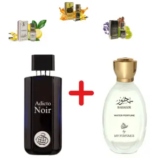 Fragrance World Adicto Noir + 3 μίνι αρωματικά έλαια + Otoori Bakhoor