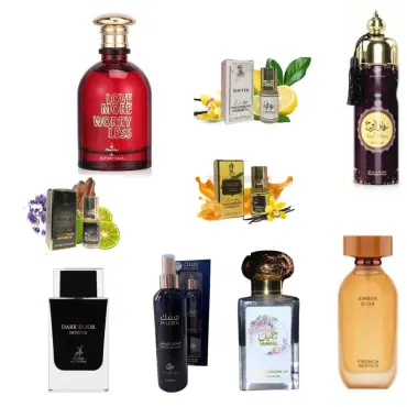 Fragrance World Amber D'OR + Maison Alhambra Dark Door Sport + Otoori Jameela + My Perfumes Soul Mate Intense + Otoori Musk + My Perfumes Love More Worry Less + 3 μίνι αρωματικά έλαια