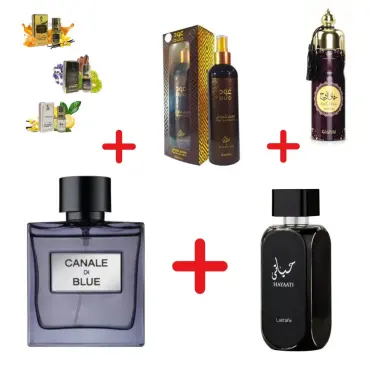 Lattafa Hayaati + Fragrance World Canal Di Blue + My Perfumes Soul Mate Intense + Otoori Oud + 3 μίνι αρωματικά έλαια
