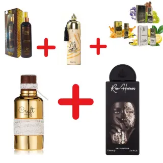 Lattafa Raw Human + Vurv Craft Oro + Otoori Oud + My Perfumes Oud Al Fakhama + 3 μίνι αρωματικά έλαια