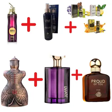 Niche Emarati Toleen + Fragrance World Proud of You Oud + Fragrance World Jovian + My Perfumes Lustrous Collection Glitzy + 3 μίνι αρωματικά έλαια + Otoori Musk 